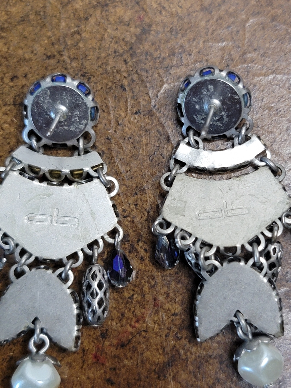 Ayala Bar Silver-Tone Dangle Earrings with Blue Crystal Drops